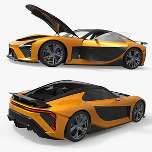 Modern Sport Coupe Veilside Style Orange Rigged for Cinema 4D
