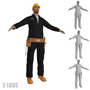 worker lods man 3d model