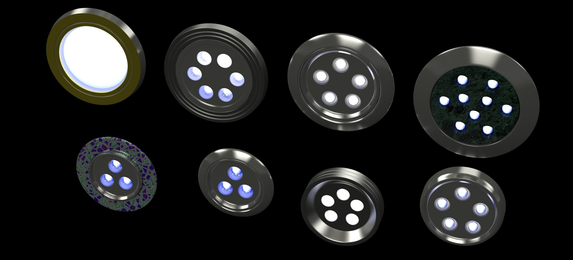 3d Model Set Halogen Lamps
