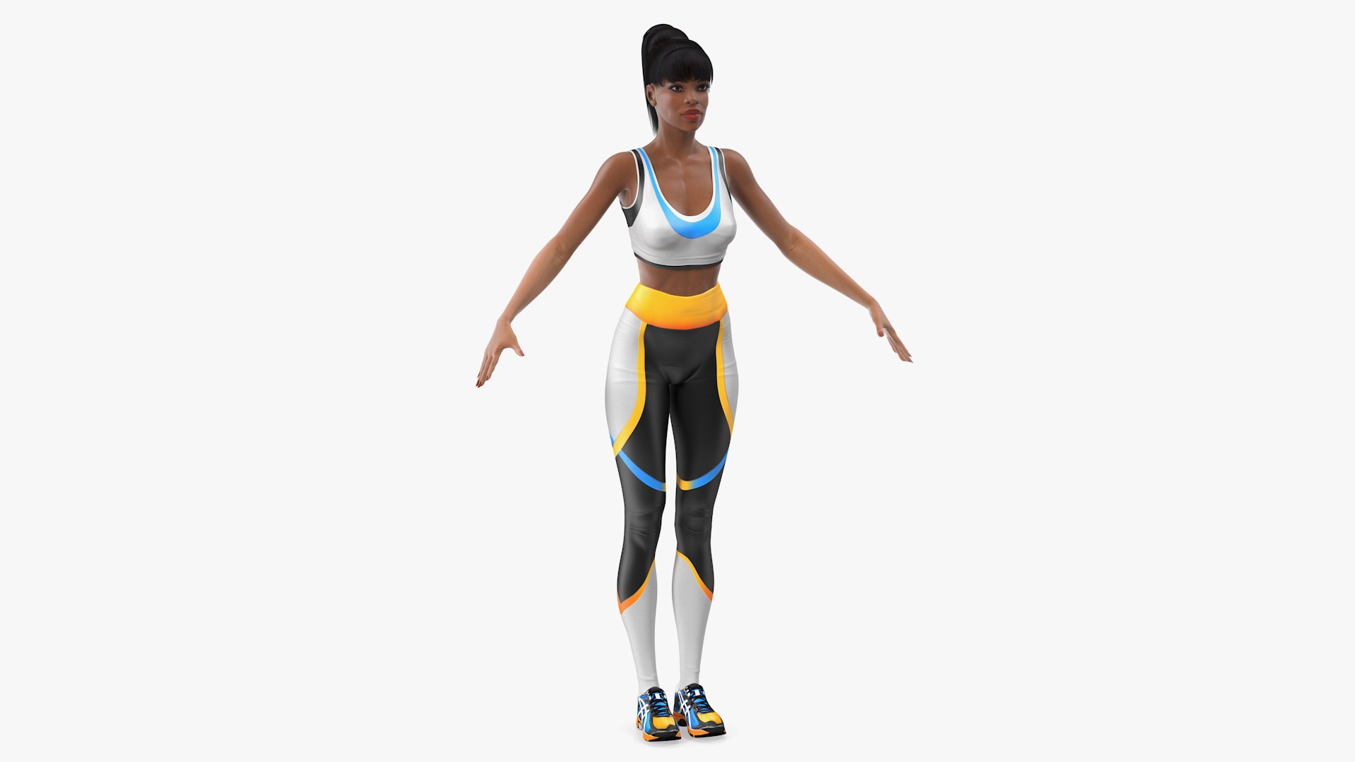 Light Skin Fitness Woman Neutral Pose 3D model preview