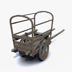 3D low-poly medieval cart model