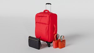 Pack Suitcase and Handbags 3D model