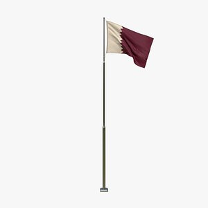Animated  Qatar Flag 3D model