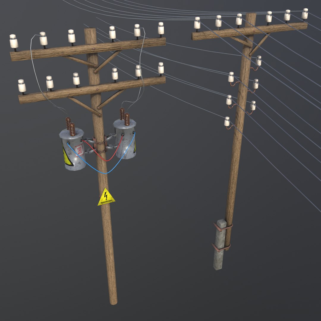 Set Electric Poles Model - TurboSquid 1444086