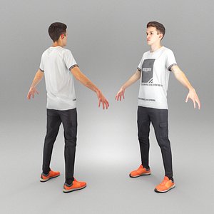 Young man in casual outfit ready for animation 420 3D model