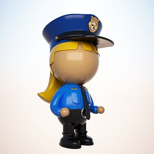 police officer cartoon 3d max