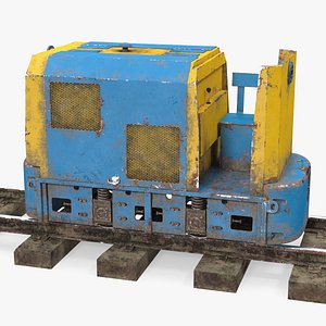 Mining Locomotive on Railway Section Dusty