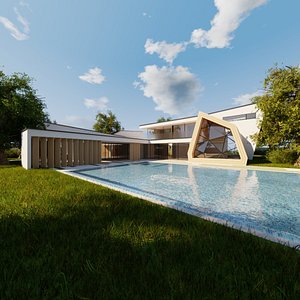 Modern villa 2021 Blender Eevee and Cycles 3 without furniture 3D model