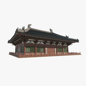 Ancient Asian architecture - Red and Green Palace 3D model