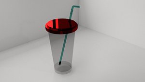 plastic cup topper straw 3D model