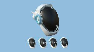 SciFi Helmet 02 - White Faces - Character Design Fashion 3D model
