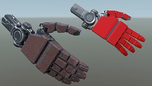 Fully rigged robot hand Low-poly
