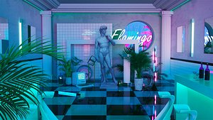check-in window PR Installation celebrity Cyberpunk Steam wave 3D model