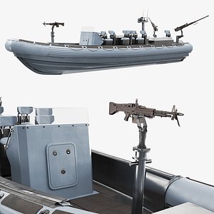 Military Patrol Boat with Machine Guns model