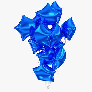 Helium Star Balloons Bouquet Cobalt Blue V1 3D