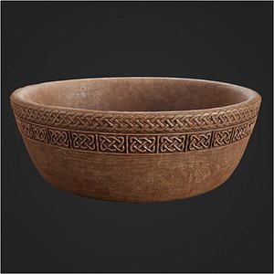 3D Viking Wooden Bowl PBR Game Ready model