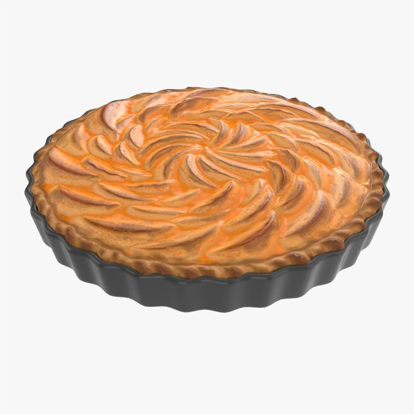 Apple Pie French with Plate 01 3D model