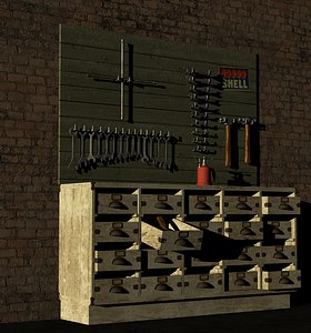 vintage work bench tools 3D model