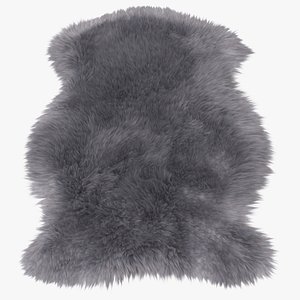 3D Natural Sheepskin Rug Grey Fur