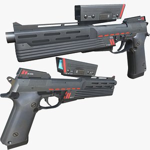 3D 21-AMJ9gun model 3d game ready model Low-poly 3D model