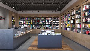 3D Bookstore Interior Design