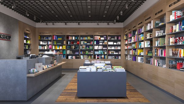 3D Bookstore Interior Design - TurboSquid 1906786