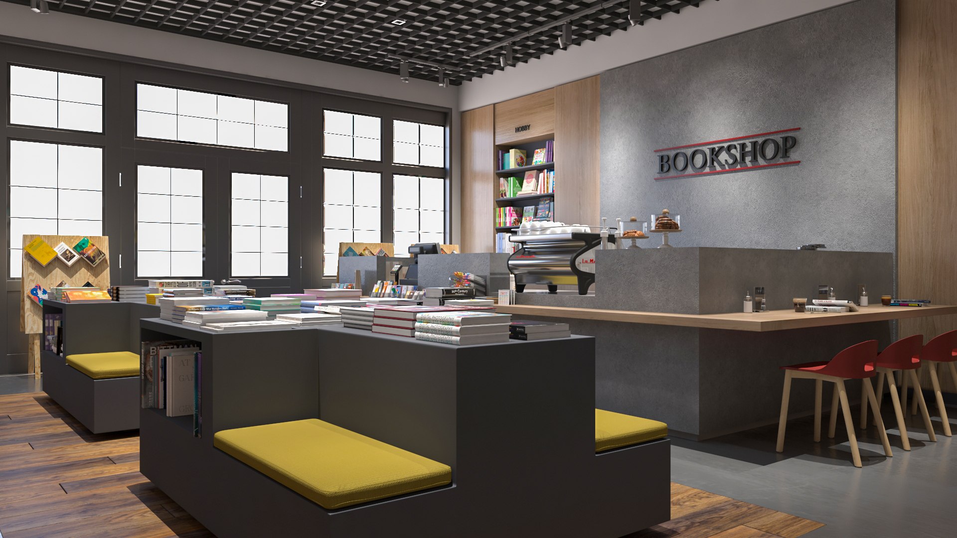 3D Bookstore Interior Design - TurboSquid 1906786