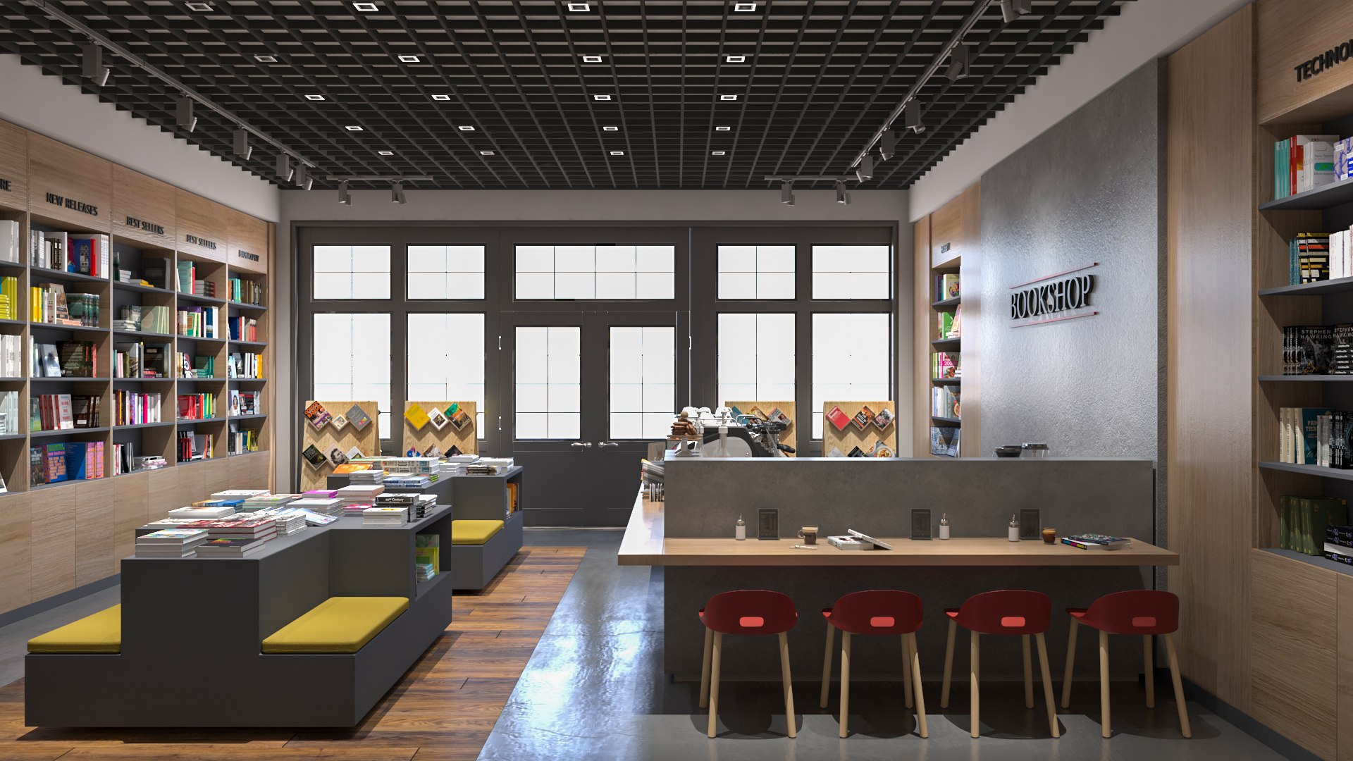 3D Bookstore Interior Design - TurboSquid 1906786