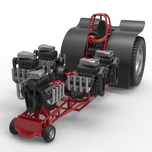 Diecast Pulling tractor with 5 engines V8 Version 2 Scale 1 to 25 3D