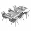 3D model set solid wood table