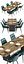 3D model set solid wood table