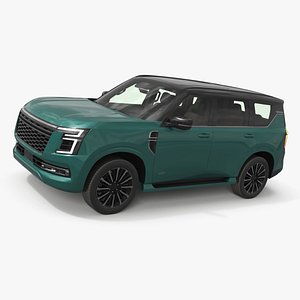 3D model Premium SUV with Brown Interior and Dual-Tone Roof Green