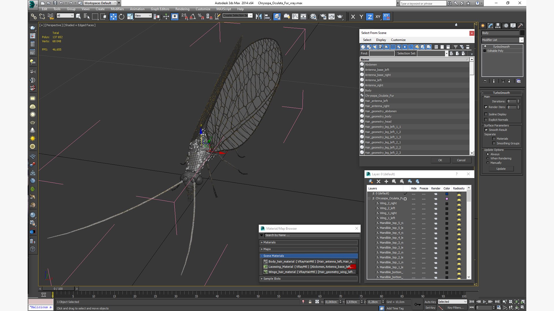 3D Chrysopa Oculata Fur Model - TurboSquid 2167671