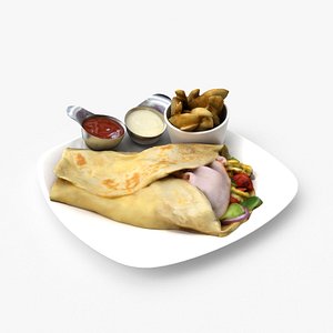Western Egg Crepe Low-poly 3D model