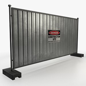 modular construction site metal fence 3D
