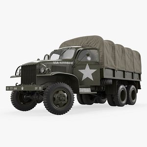 WWII GMC CCKW 6x6 Army Truck with Covered Bed Green Old Rigged for Maya