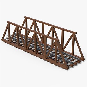 3D Railroad Bridge Dark Wood