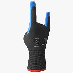 Safety Work Gloves Sign of the Horns Blue Gray 3D model