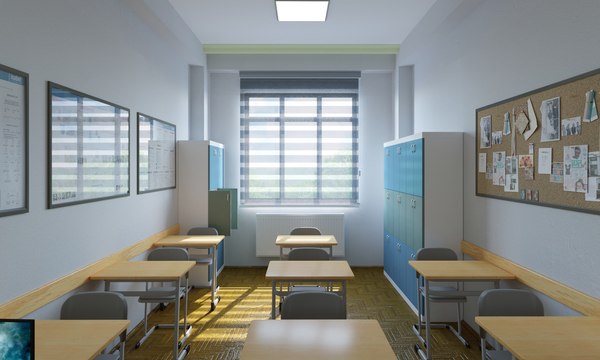 Low-Poly Classroom Interior Design Collection 02 3D model