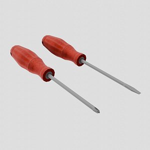 Realistic Screwdriver Set 3D Model Phillips  Flat