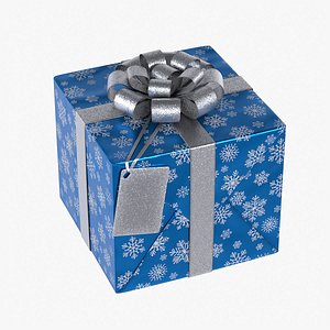 Gift Box Label Blue 3D model