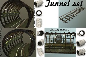 3D subway tunnel set model