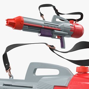 3D model Retro High Pressure Water Blaster Red Tank Gray Red
