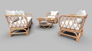 3D Sofa Wooden set 3