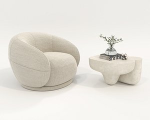 Modern Coffee Table and Armchair Set 85 3D
