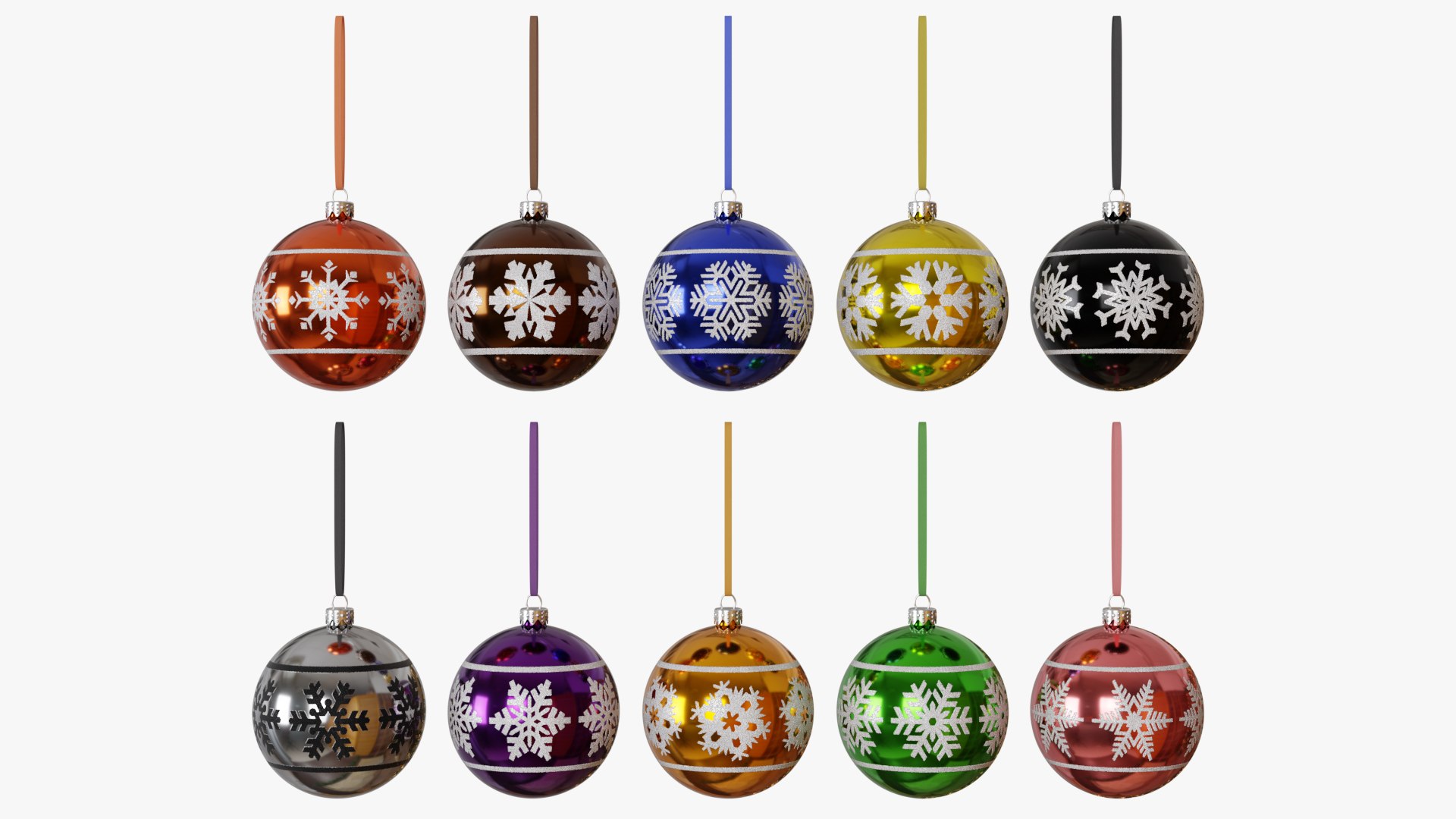 3D Collection of 10 christmas balls with snowflakes - TurboSquid 1825626