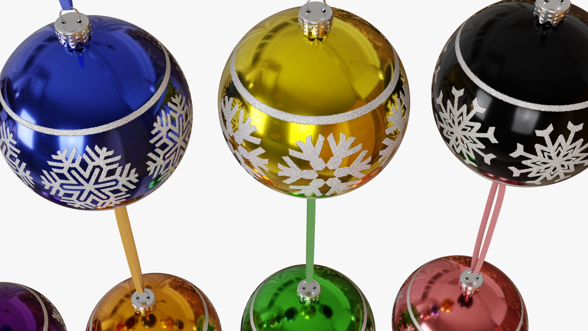 3D Collection of 10 christmas balls with snowflakes - TurboSquid 1825626