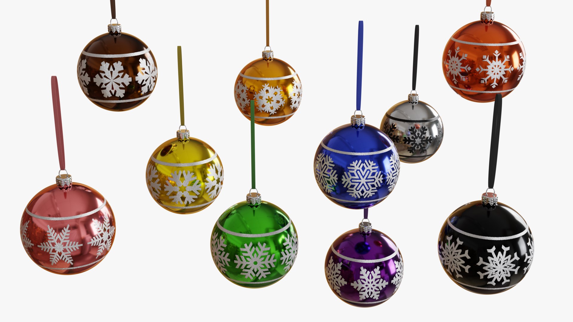 3D Collection of 10 christmas balls with snowflakes - TurboSquid 1825626