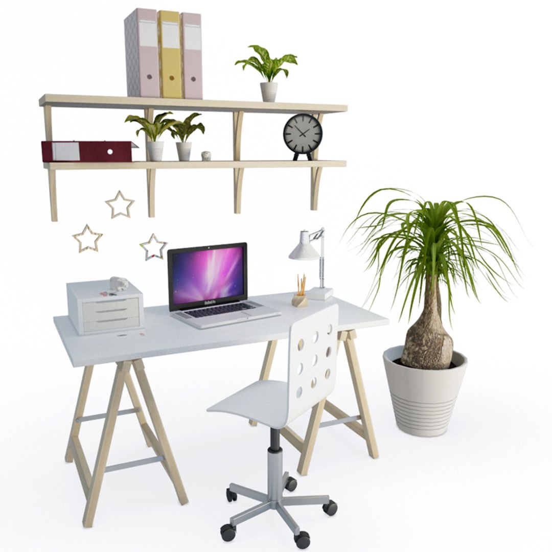Office desk computer composition 3D model - TurboSquid 1424556