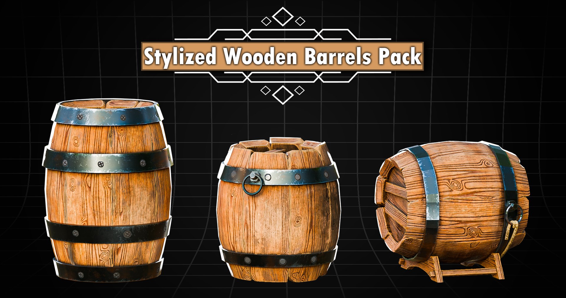 Wooden Barrels Pack model https://p.turbosquid.com/ts-thumb/iX/pj5IYw/DP/woodenbarrelspackmainrender/jpg/1774048081/1920x1080/fit_q87/ed5675b98afa3ab2373cd80dbefcdf92f77d080e/woodenbarrelspackmainrender.jpg